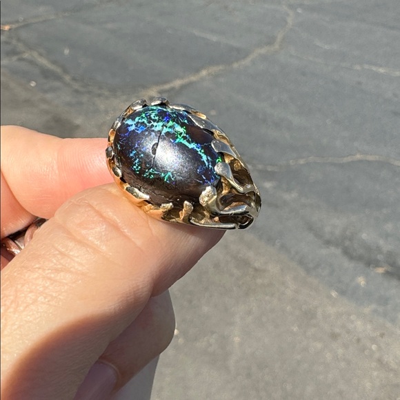🤩14K SOLID GOLD & BLACK OPAL RARE UNIQUE ONE OF A KIND CUSTOM RING MENS/womens - Picture 17 of 17